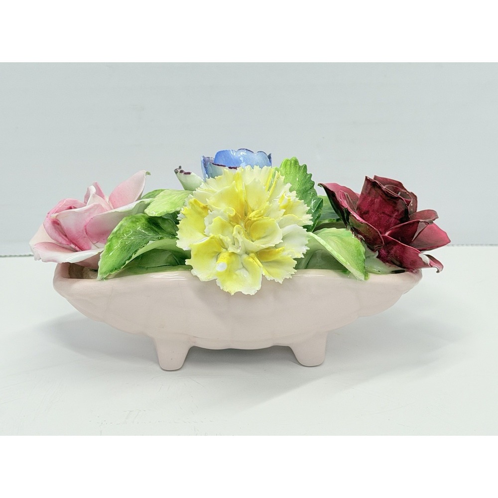 Vintage 1947-51 Radnor Bone China England Floral Basket Figurine